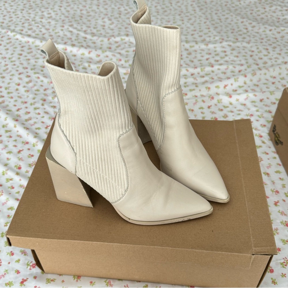 Steve Madden Cowboy Cream Ankle Boots